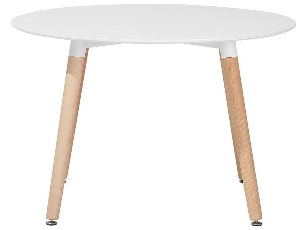 Beliani Okrúhly jedálenský stôl 120 cm biela/svetlé drevo BOVIO